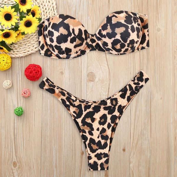 

2020 новые женщин swimsuits плюс размер vintage женщины печати tube up две пьесы бикини push up купальник пляжная p30, White;black