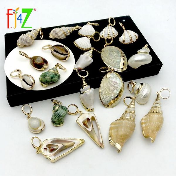 

f.j4z seashell earrings vintage women hoop earrings nature cowries conches summer beach jewelry accessories, Golden;silver