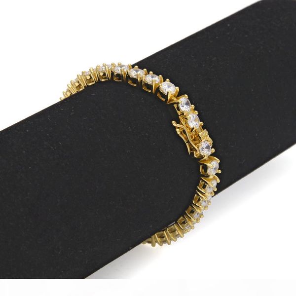 

мужского bling теннис цепи браслет золото серебро цвет медь материал iced out 1 row cz chain хип-хоп браслет ювелирных изделий 5мм, Black