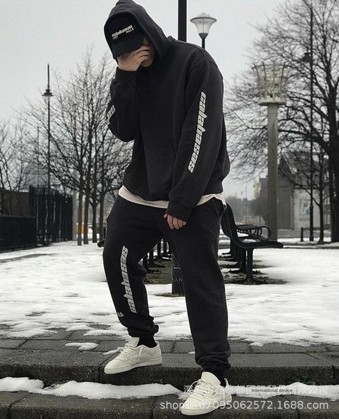 

wsvze spring and autumn new hip hop sweater men's and women's hooded korean pullover sweater pullover style trendy student bf loos, Black