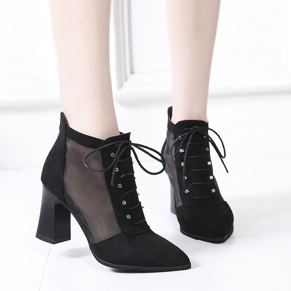 

2020 summer women high heels summer pointed pumps sandals high heels female shoes breathable female pumps, Black