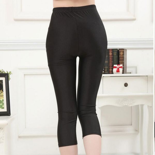 

indjxnd spring summer gloss seven leggings women mid joker womens fashion thin elastic force fluorescent color lady legging, Black