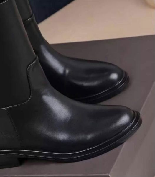 

designer luxury ladies classic cowhide boots with high 3cm martin short boots pure color leather platform desert boots, Black