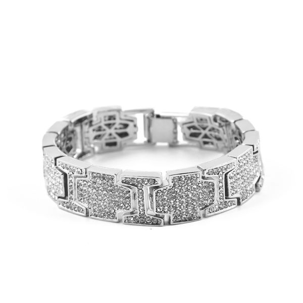 

mens 8inches iced out high hip hop bling bling bracelet hiphop silver gold plated bracelet high promotion sale, Golden;silver