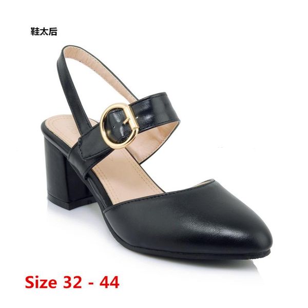 

slingbacks high heels women scarpin sandals ladies high heel shoes woman pumps ankle strap small big size 32 - 44, Black