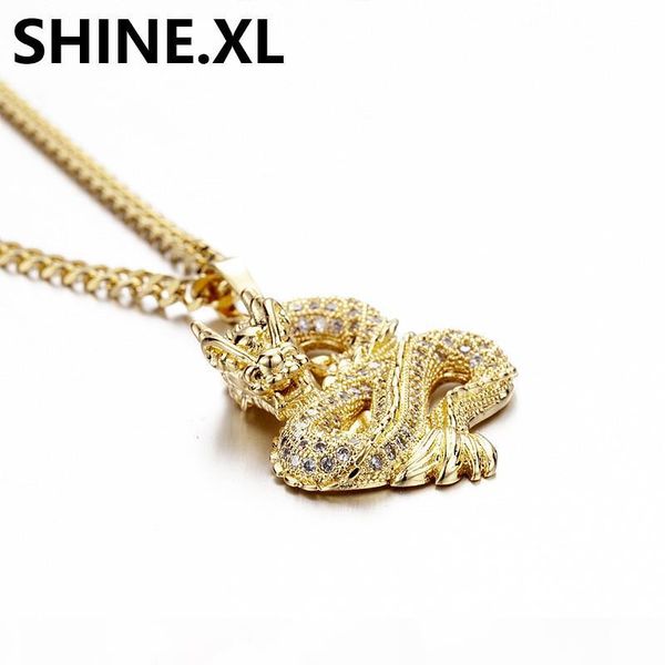 

hip hop jewelry iced out zircon gold color dragon pendant necklace creative party jewelry exquisite long necklaces for men women, Silver