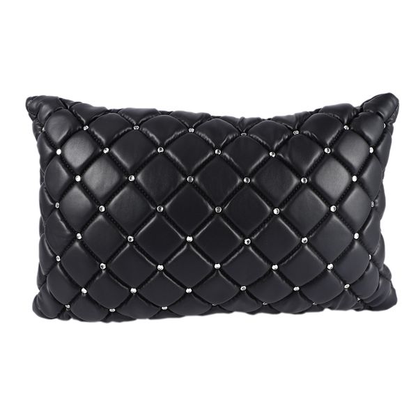

car lumbar pillow pu leather breathable crystal pillow lumbar rest cushion car universal interior accessories