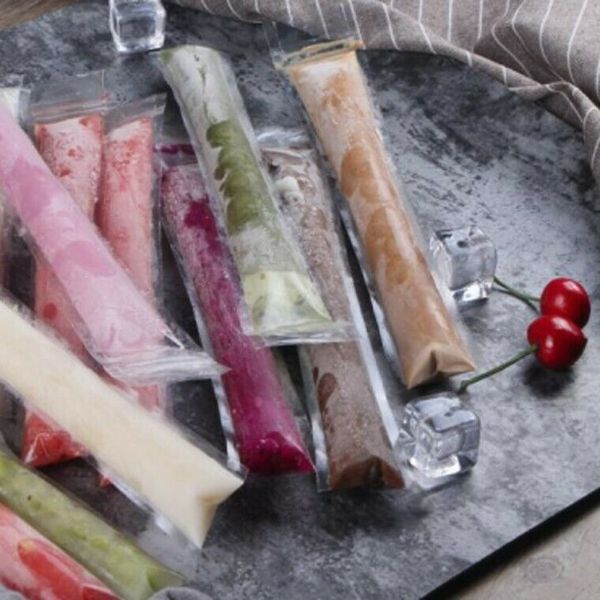 

plastic popsicle bags molds ice mold pouch with zip seals disposable self sealing frozen bar ice cream tools ahd593
