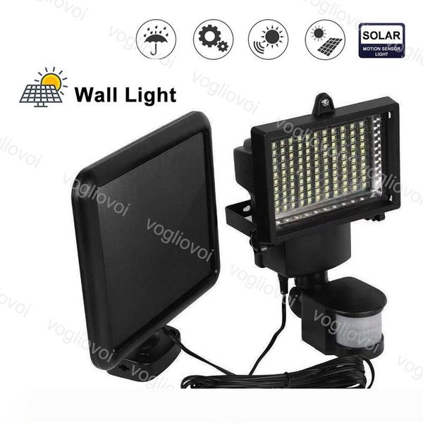 

solar security lights motion sensor 100leds smd2835 waterproof cool white for outdoor garage street wall lights garden yard dhl