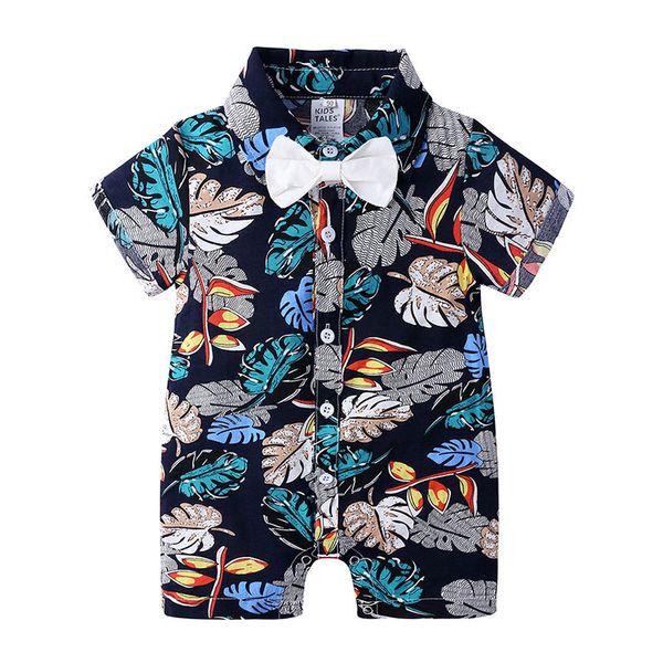 

newborn baby rompers 5 colors infant polo turn-down collar bow jumpsuit toddler floral printed jumpsuits vêtements bébé kids onesies 060717, Blue