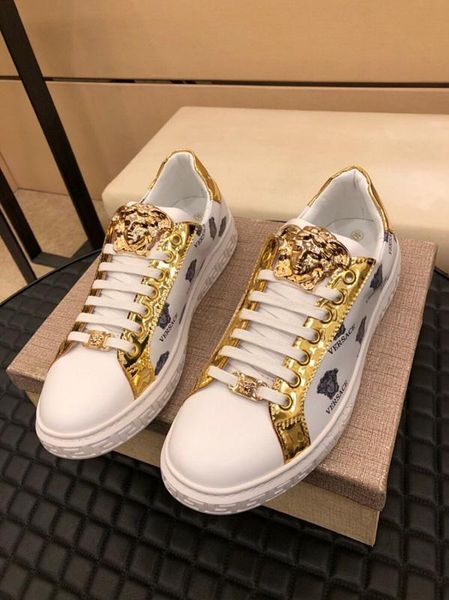 

2020r new high-end men's leather print youth low-casual tide shoes, high-quality fashionable outdoor sports shoes, size: 38-45, Black