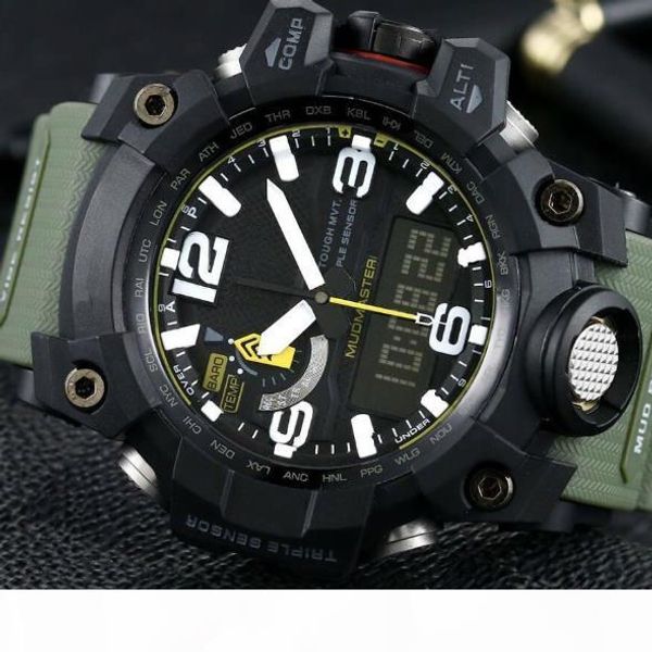 

men watch gwg1000 watch 60mm original digital movement yg factory sports wristwatches waterproof with steel box, Slivery;brown