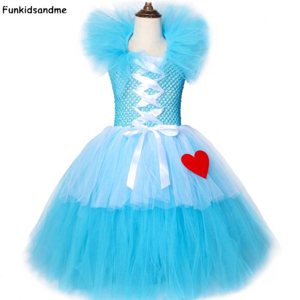 

alice in wonderland tutu dress turquoise white princess girls birthday party dress kids halloween carnival alice cosplay costume, Red;yellow