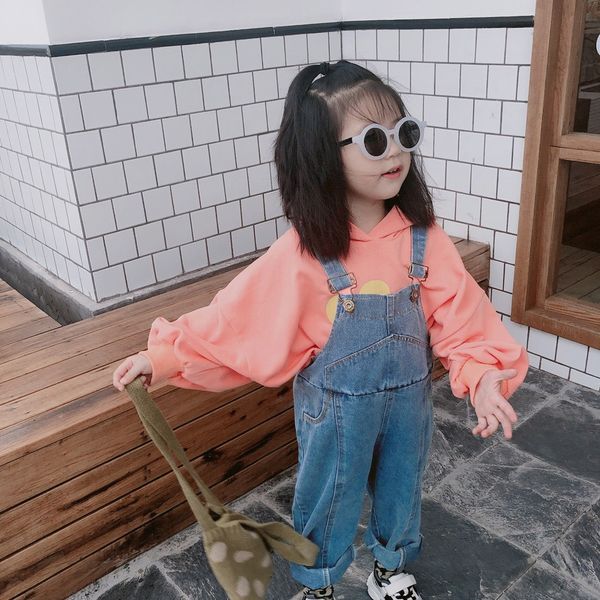 

yu.kids boys belt and girls baby autumn new korean style loose denim belt pants children baby foreign style pants, Blue
