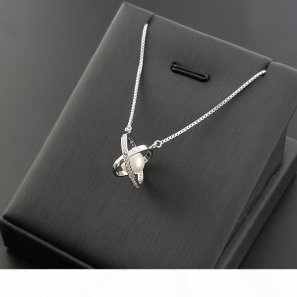 

boutique fashion pearl necklace s925 sterling silver lady necklace new creative globe pearl necklace s925 sterling silver microinlay zircon