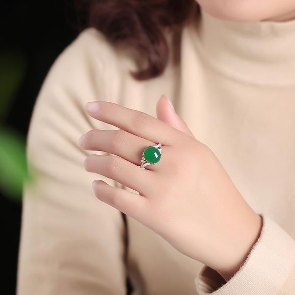 

designer ring female ring creators jewelry love ring fashion chalcedony live ice jade 925 sterling silver female ruby emerald spin