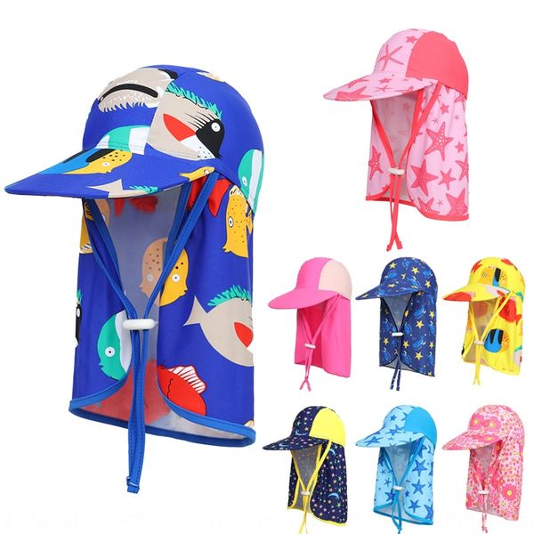

new neck protection children's sunshade swimming cartoon printed beach vacation sun protection neck cap korean style swimming cap