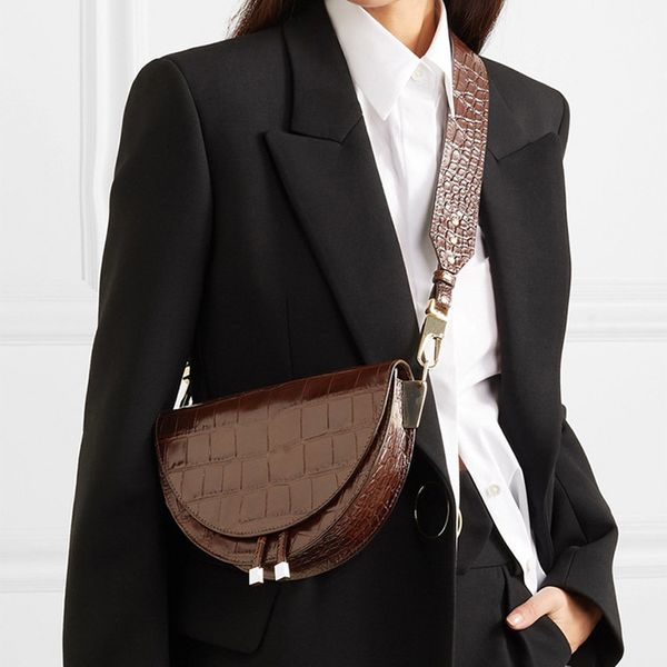 

alligator crossbody bags for women half circle cover shell bag solid pu leather handbag ladies designer shoulder bag