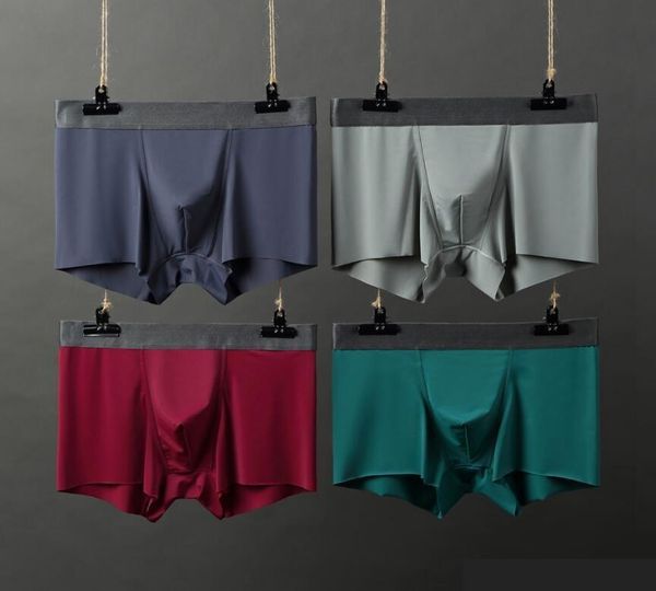 

мужские трусы бесшовное белье моды модальные трусы боксер тонкий лед шелк один кусок качества мужчины белье дышащий трусы высокого, Black;white