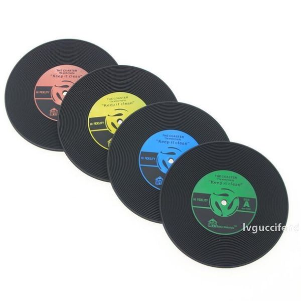 

coaster retro cd black rubber mats pads vintage record coasters keep it clean selling original red blue lx1256