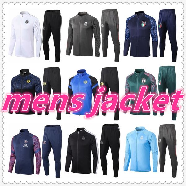 

real madrid jacket mens designer jackets real madrid jerseys 2020 2021 paris men soccer tracksuit football training suit, Black
