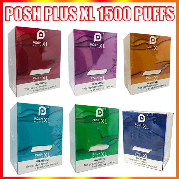 

NEW Posh Plus XL Одноразовые Vape Pen Kit 5мл Pod 1500 пуфы Укажи Пустой Испарения Одноразовые устройства VS Слоеное Xtra взрыва XXL