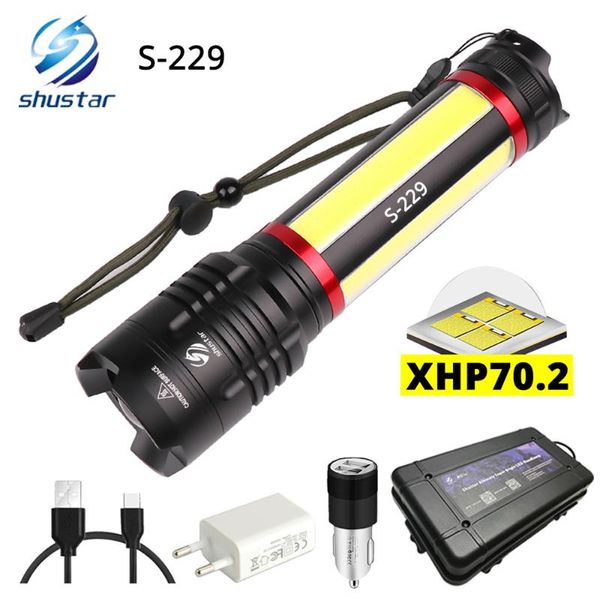

multifunction led built-in 5000mah lithium battery with xhp70.2 + cob led super bright waterproof camping light