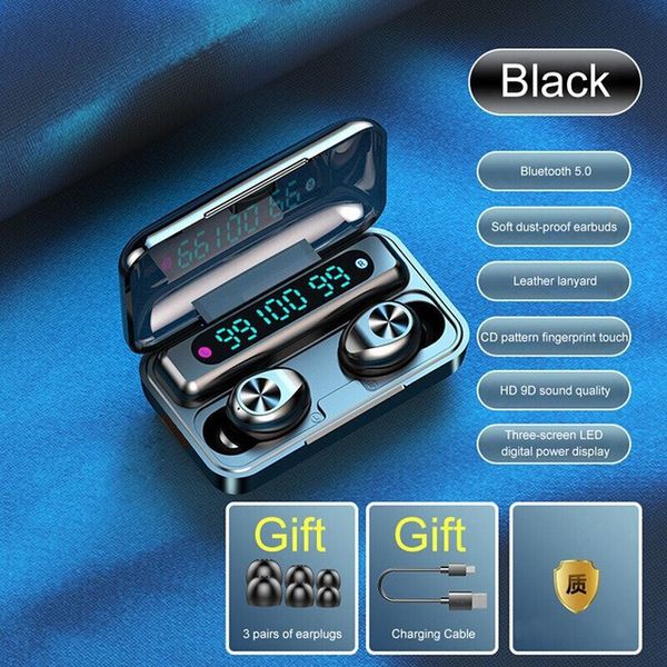 

tws wireless headphone bluetooth 5.0 earphone touch control 9d stereo headset with mic sport waterproof earbuds led display
