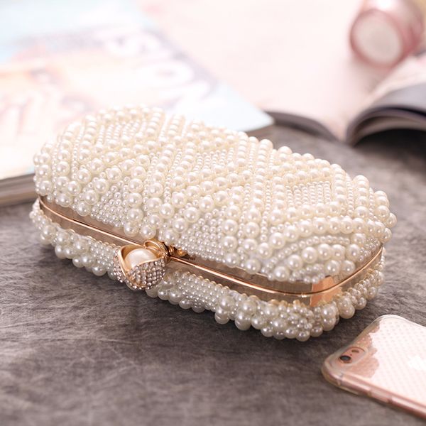 

new arrival women clutch bag pearl beaded party bridal handbag wedding evening purse