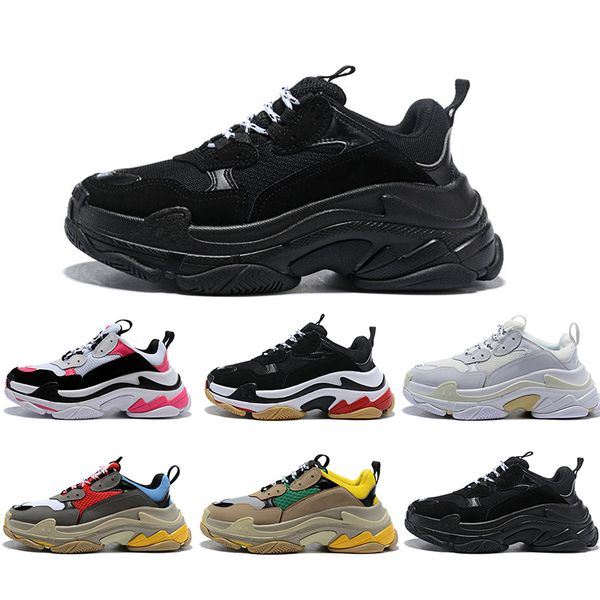 

chaussures new fashion paris triple-s dad old shoes platform sneakers triple s mens womens tripler casual sports trainers zapatos size 36-45, Black