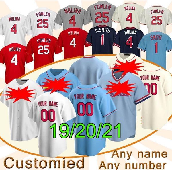 

2020 new 46 paul goldschmidt st. louis custom baseball jersey 4 yadier molina 1 ozzie smith 25 dexter fowler baseball shirts quality, Blue;black