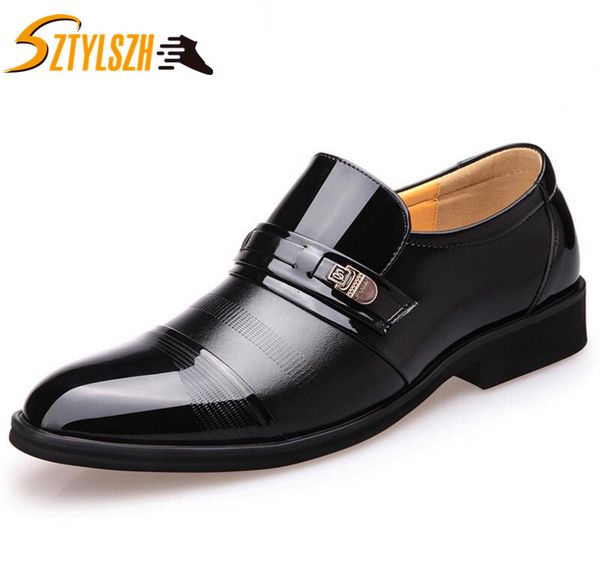

men business formal shoes men dress shoes fashion pointed toe men's business casual leather oxfords zapatos hombre, Black