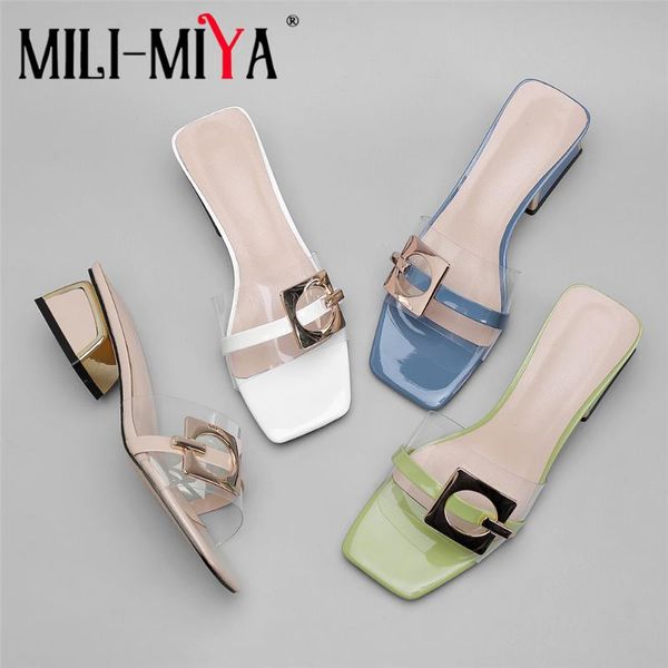 

sandals mili-miya fashion women patent leather square toe 4 colors heels dress shoes handmade summer for ladies, Black