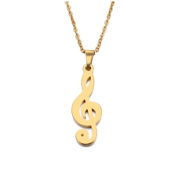

stainless steel necklace for women man lover's music gold and silver color pendant necklace engagement jewelry