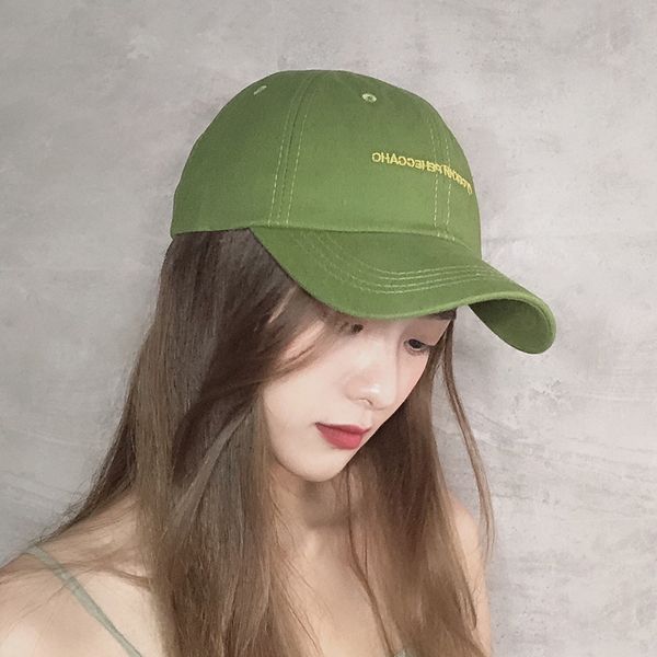 

summer fashion all-match small letter baseball curved brim casual baseball sun sun hat cap sunshade cap avocado green hat female, Blue;gray
