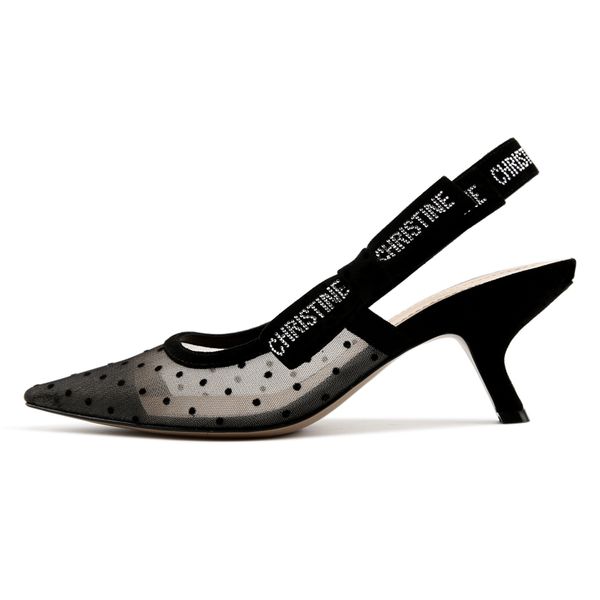 

high heels, back empty sandals, Black