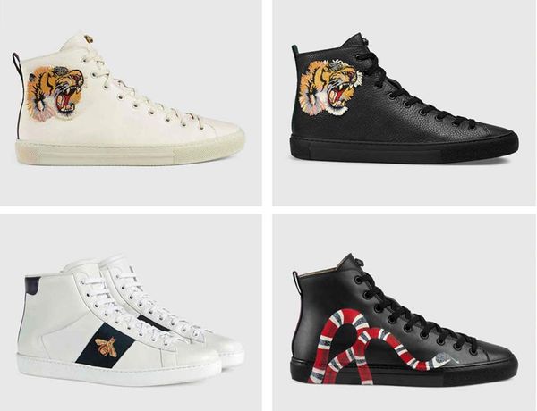 

shoes ace embroidery white tiger bee snake shoes leather sports shoes men and women casual sneakers 35-46, Black