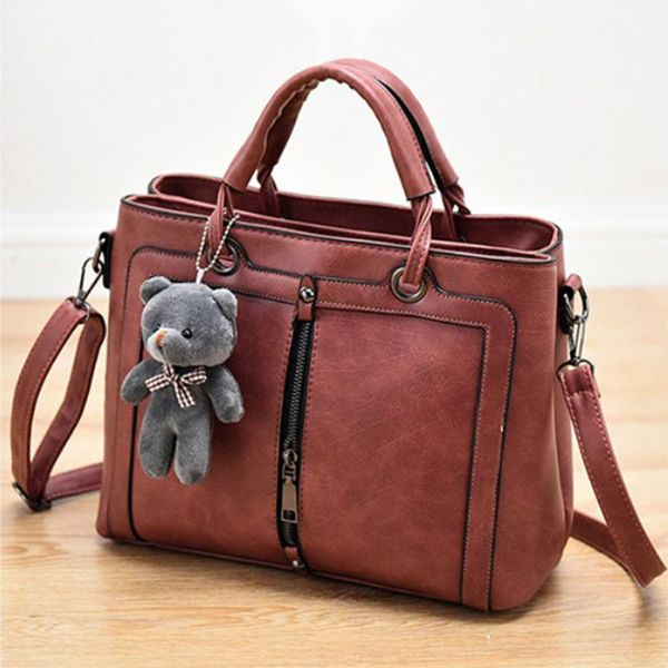 

fashion women handbags pu leather totes bag handle crossbody bag cute bear shoulder bag simple ladies style hand bags