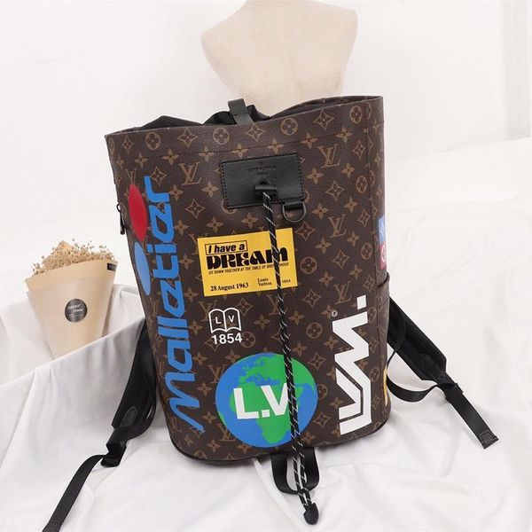 

new fashion style womens bag luxury designer backpacks women leather drawstring bucket bag large capacity travel rucksack drop