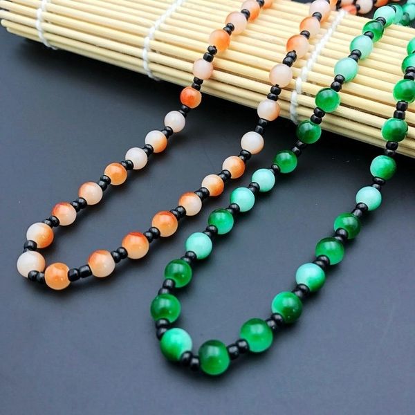 

new color gradient glass necklace pendant diy beads diy handmade beads pendant rope glass ball sweater chain rope, Silver