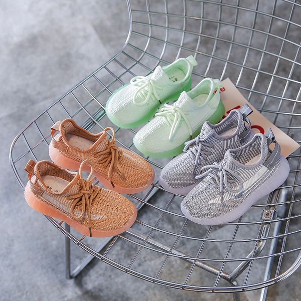 

terra-cotta warriors coconut 2019 autumn new girls' mesh coconut children's children's luminous shoes men's single shoes, Black