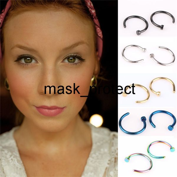 

316l human puncture jewelry nail stainless steel anti-allergy nose ring, Golden;white