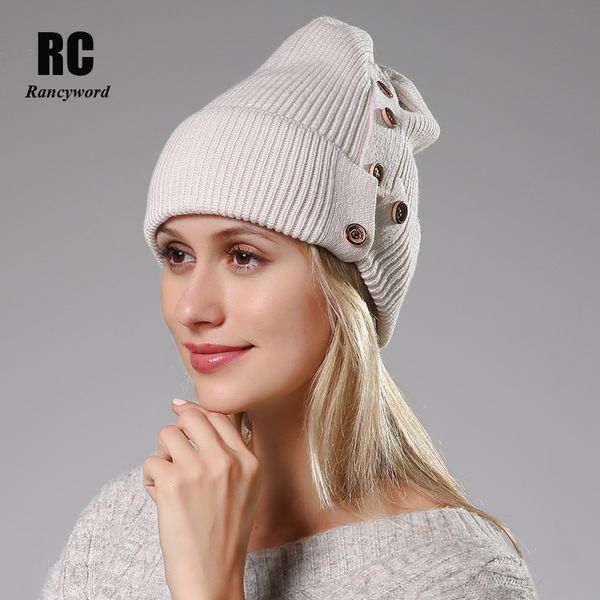 

rancyword] winter hats for women wool knitted angora hat beanies female warm fur skullies beanie for girl 2020 rc2078-1, Blue;gray