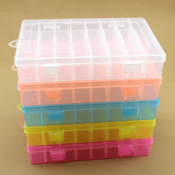 

24 grids diy tools packaging box portable electronic components screw removable storage screw jewelry tool case colorful plastic