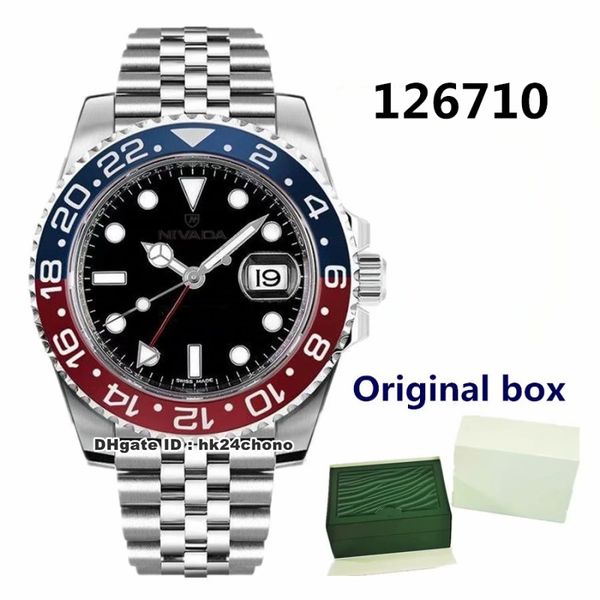 

4 style gmt pepsi 126710 automatic mens watch ceramic bezel sapphire black dial stainless steel bracelet gents sports watches, Slivery;brown