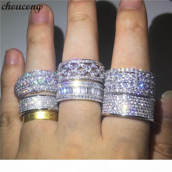 

choucong 6 styles charm promise finger ring 925 sterling silver diamond engagement wedding band rings for women men jewelry, Slivery;golden