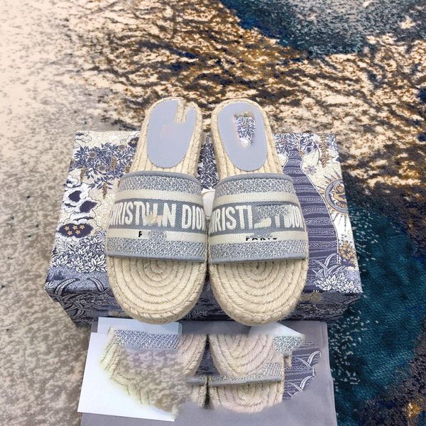 

20ss new sandals blue white stripes sandals denim flat slipprs shoes ladies summer outdoor beach causal flip flops genuine leather sole box, Black;red
