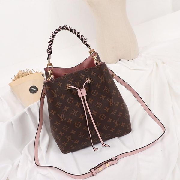 

drop ship luxury women 's bag fashion messenger bag vintage leather bucket bag handbag drawstring shoulder bags with orig