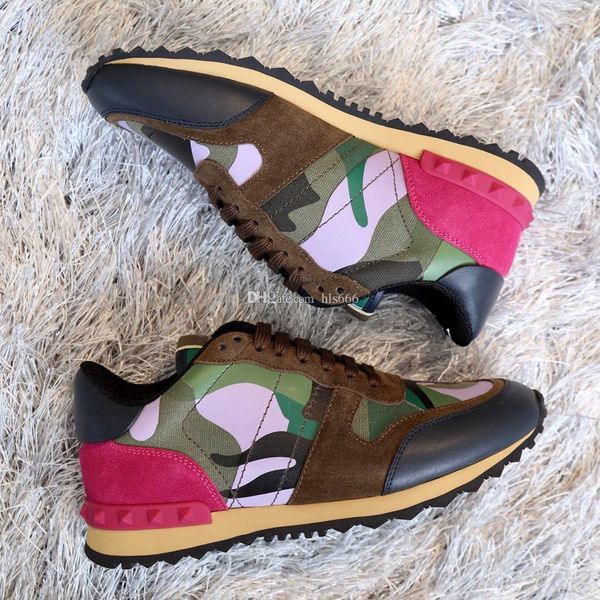 

original box]2019 camo suede studded camouflage rock men's women's runner sneaker shoes for women,men stud casual r sale eu36-46, Black
