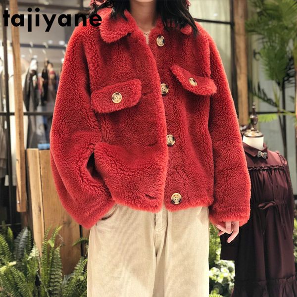 

autumn winter coat women clothes 2020 streetwear real fur coat 100% wool jacket korean vintage sheep shearling women zt3164, Black